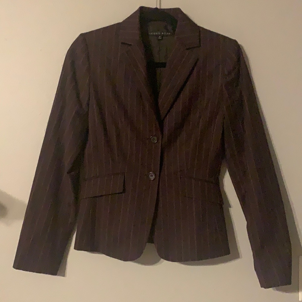 Antonio Melani Size 2 Brown/Purple Striped Blazer